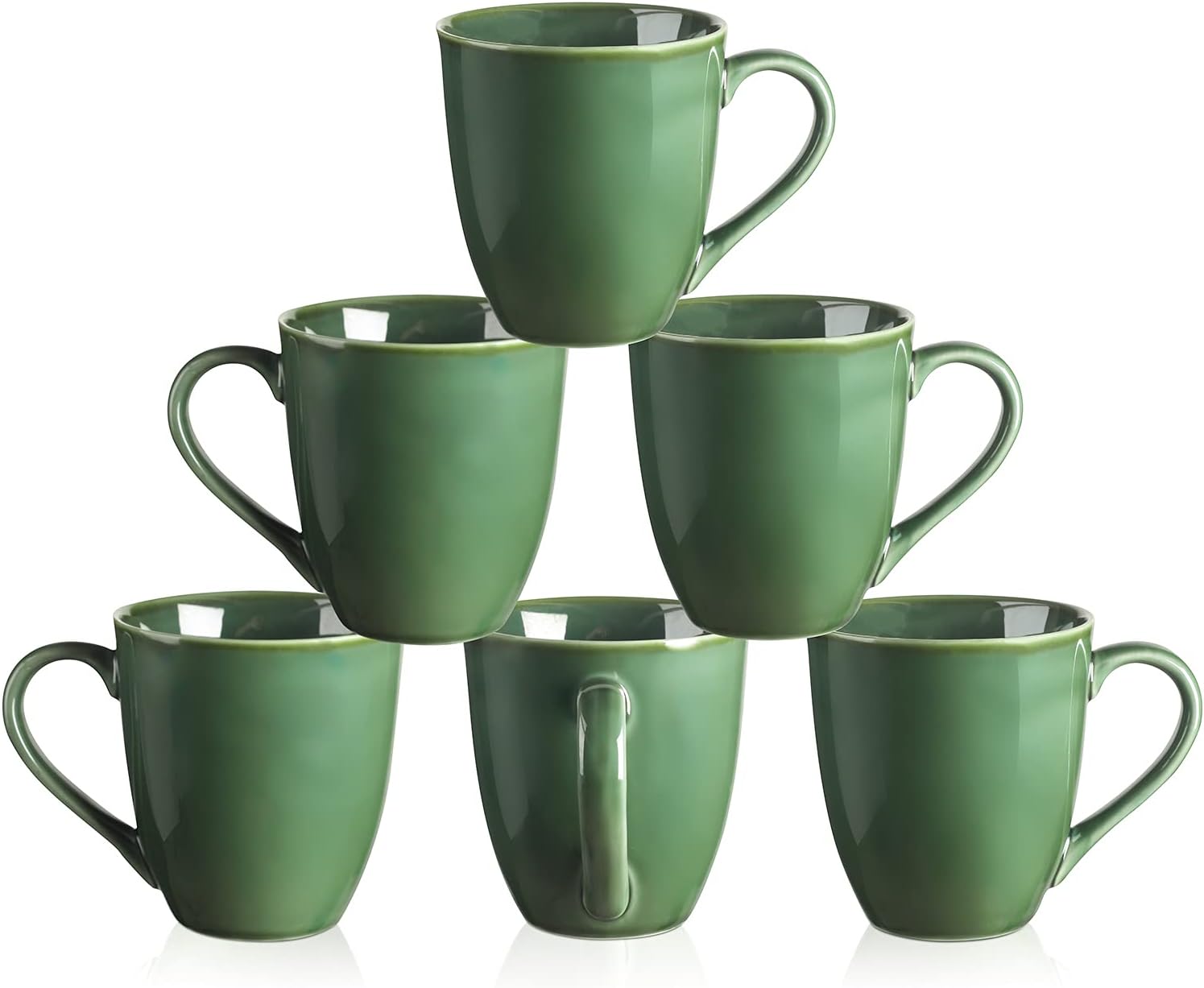 12 Ounce Coffee Mug Set of 6 - Unique Glazed Ceramic Mugs