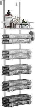 Hanging Towel Racks for Bathroom No Drill - 6-Tier Over Door Holder