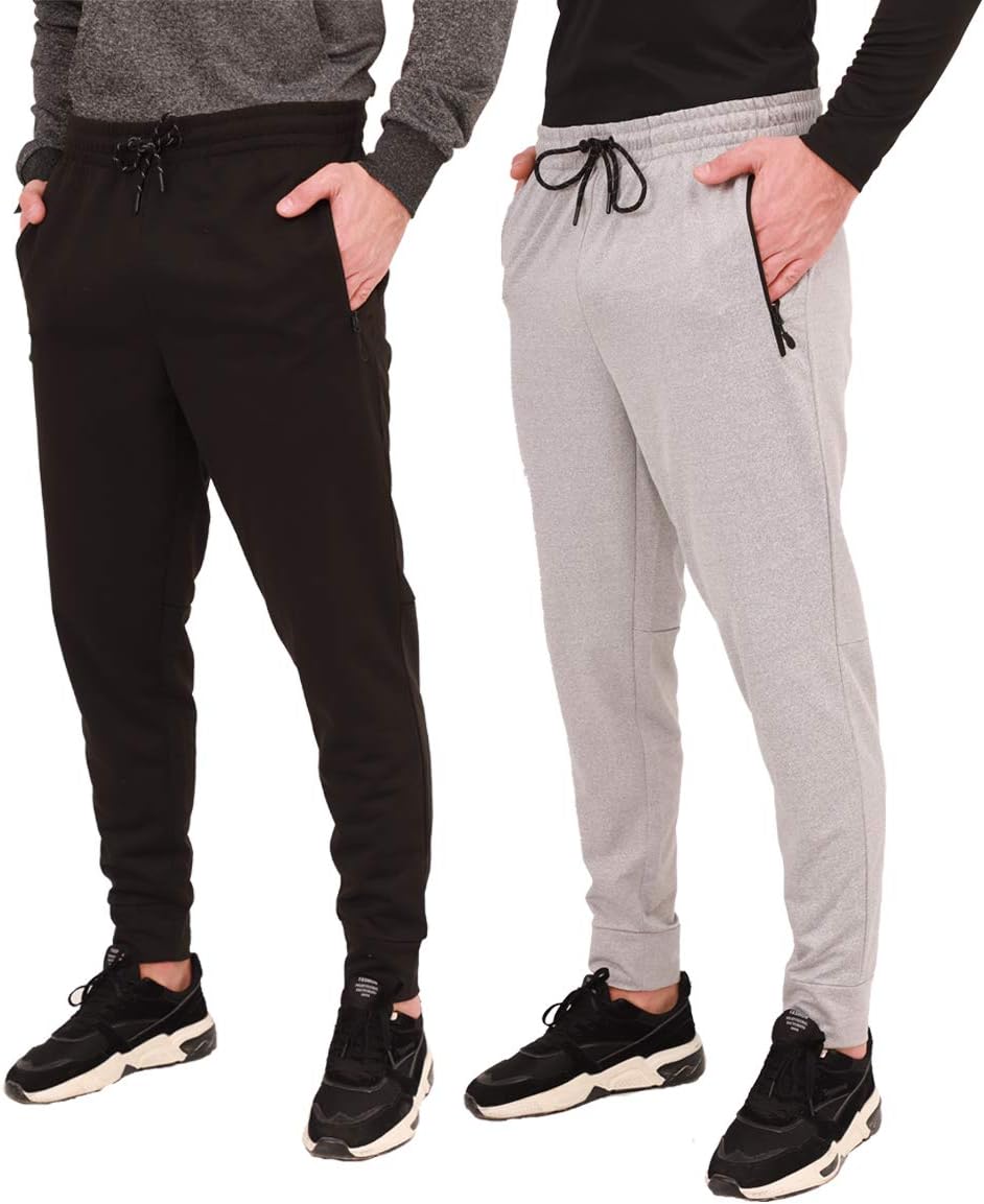 Mens Jogger Gym Sweatpants with Zipper Pockets for Comfort