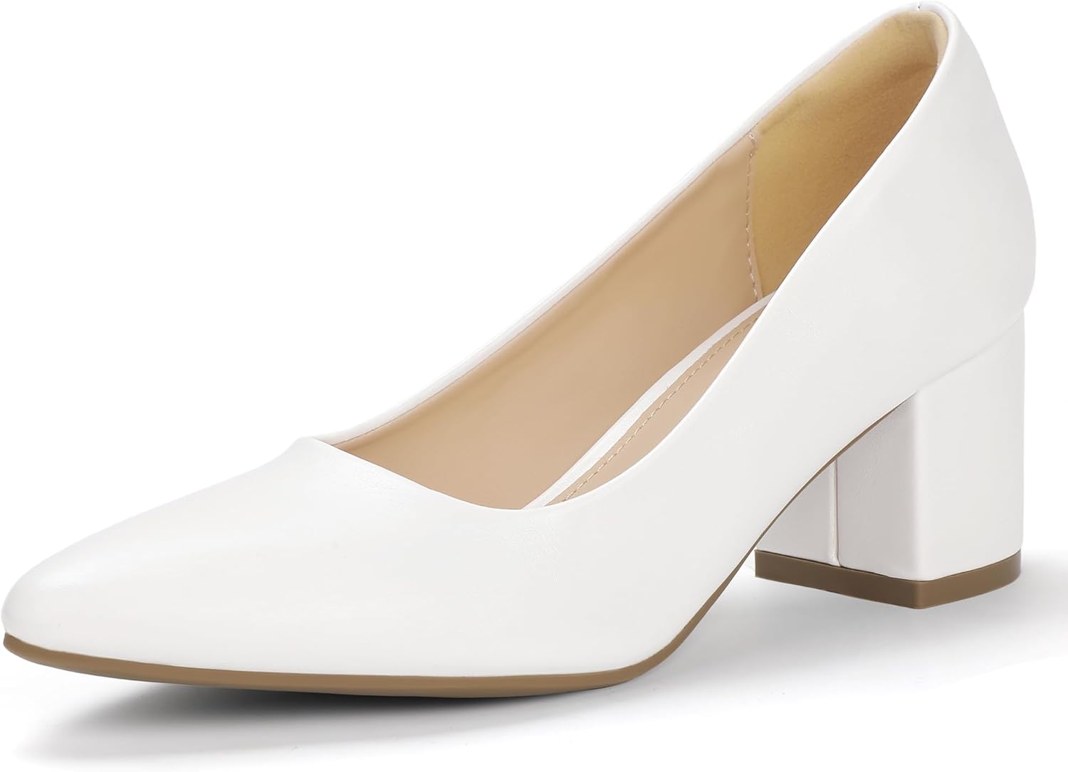 IDIFU Women's Pumps Closed Toe Low Chunky Block Heels Shoes