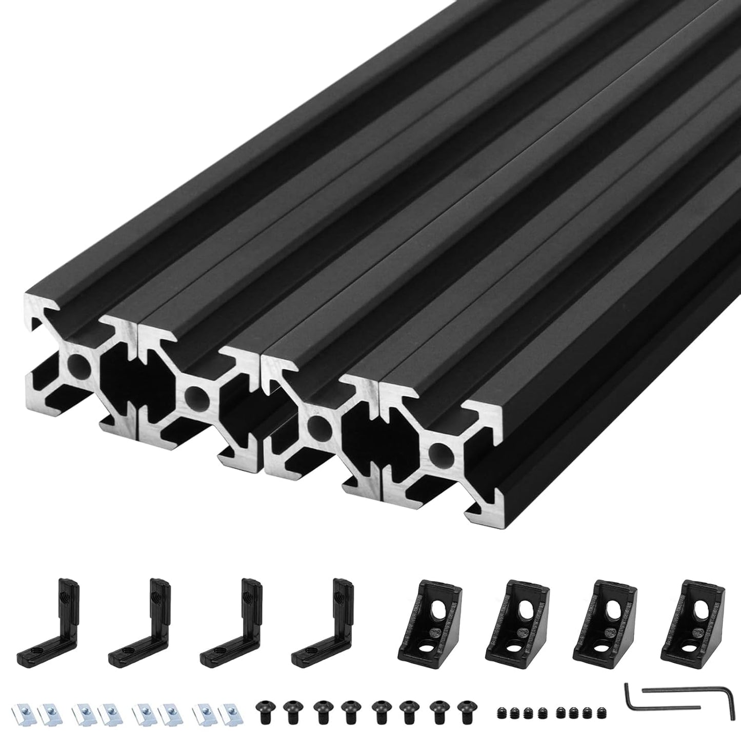 2020 T-Slot Aluminum Extrusion 48 inch Black Profile for DIY