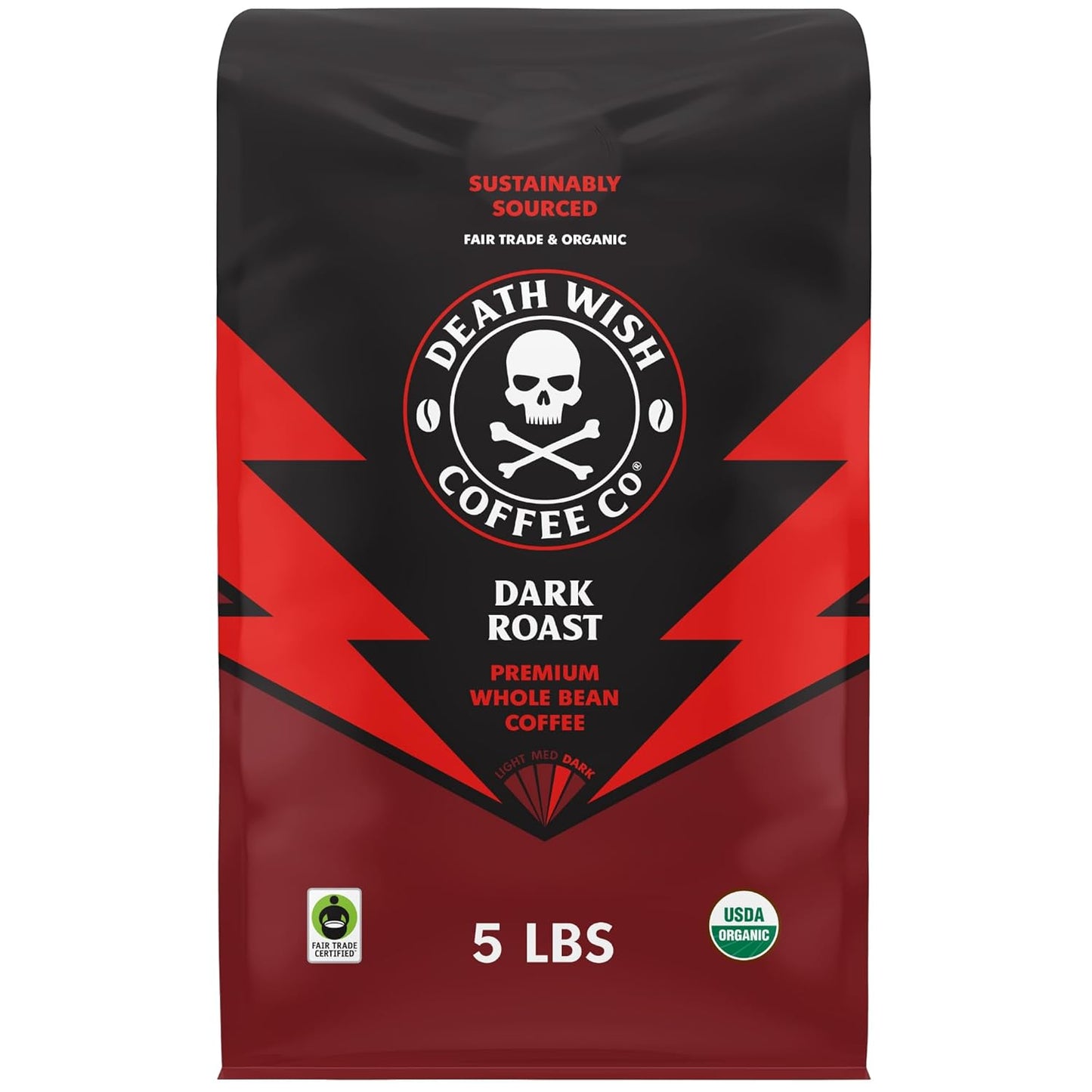 Death Wish Coffee Whole Bean Dark Roast - Bold Organic Flavor
