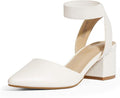 DREAM PAIRS ANNEE Pointed Toe Low Chunky Heels Pump Shoes - Elegant