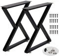 Metal Table Legs 28 Inch Z Shape Desk Legs - Heavy Duty Black
