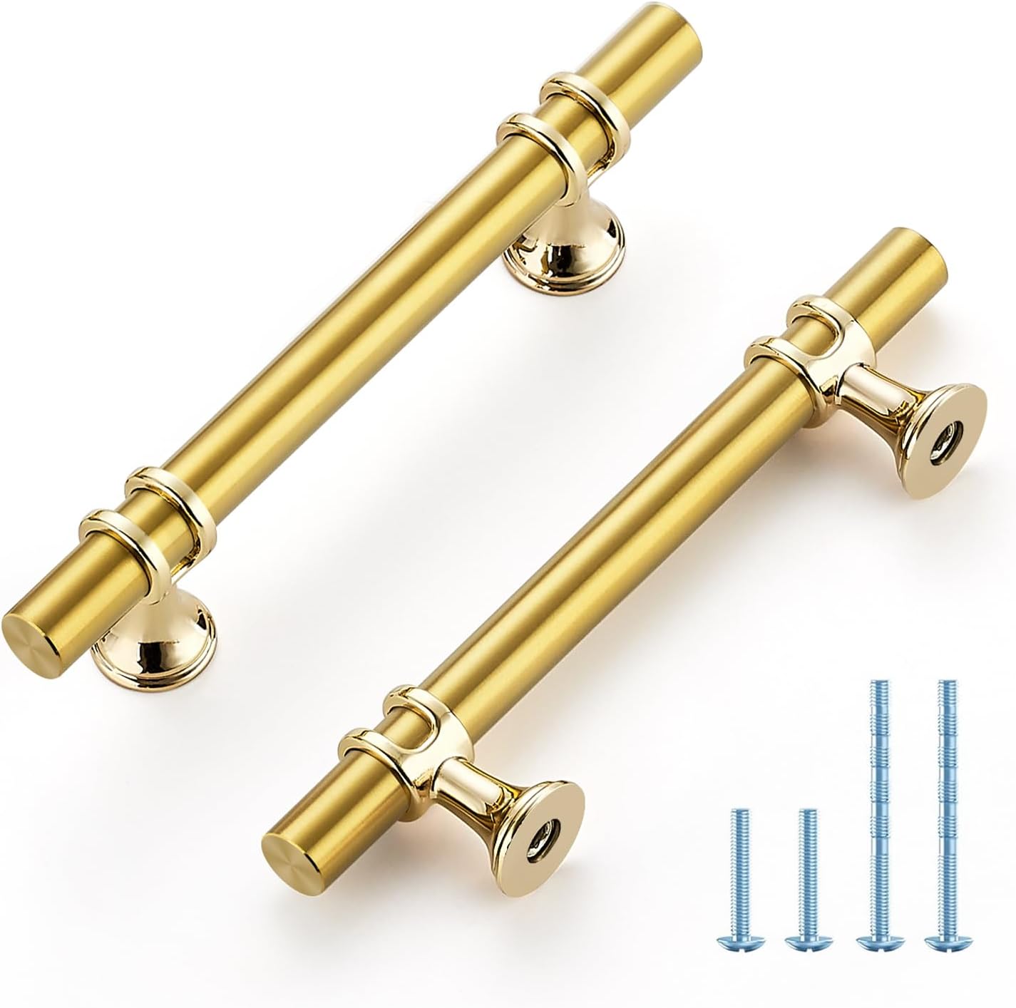 Brushed Brass Cabinet Handles for Modern T-Bar Drawer Pulls