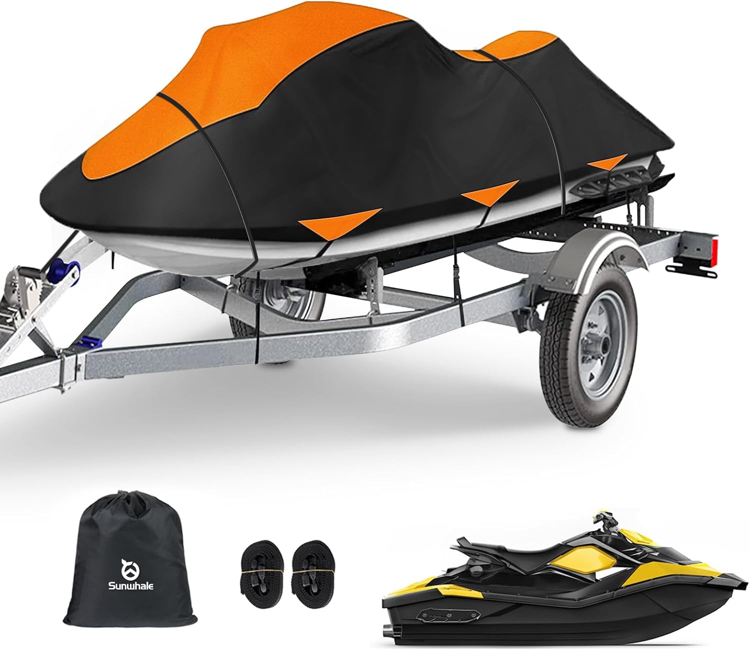 Waterproof Jet Ski Cover for 1-2 Seats Heavy Duty Protection