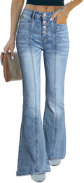 High Waisted Wide Leg Bell Bottoms - Flattering Button Fly Fit