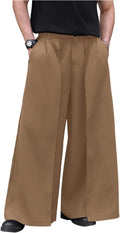 OYOANGLE Men's Baggy Wide Leg Pants Zipper Fly Pleated Trousers
