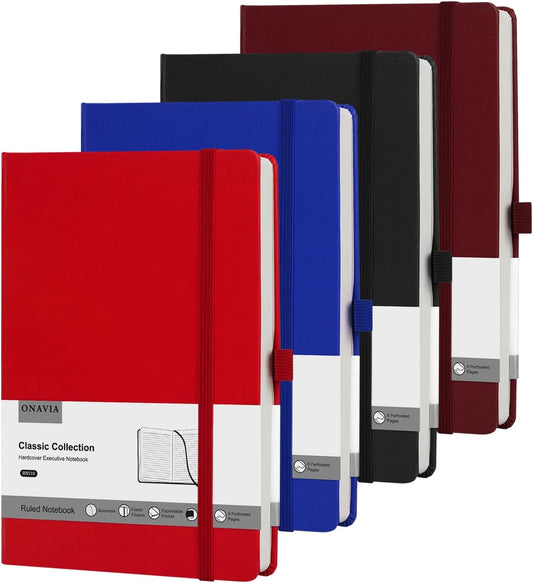 4-Pack Classic Ruled Journals for Writing - Thick 100 GSM Paper - A5 Size