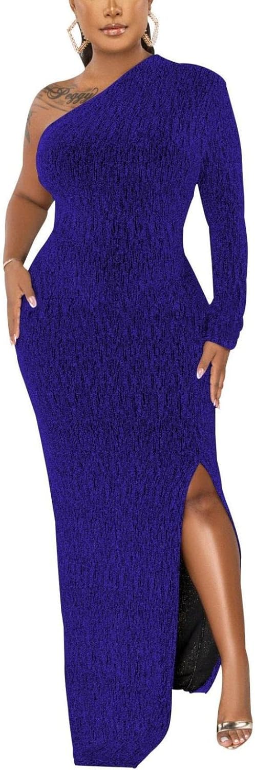 Elegant Long Sleeve Evening Party Dress with High Split Style