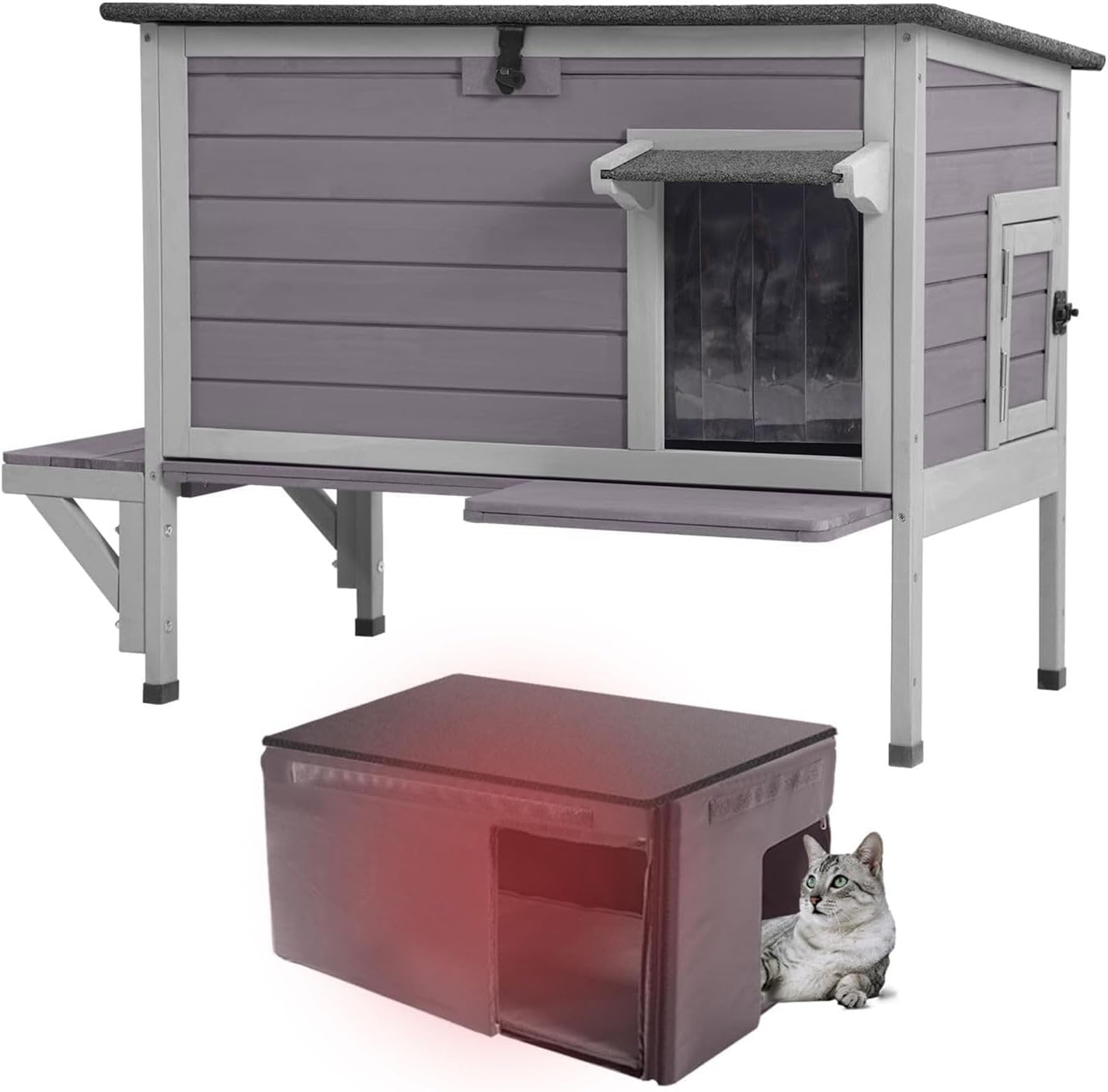 Aivituvin Cat House with Insulated Liner for Outdoor Cats