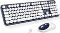 KNOWSQT Wireless Keyboard and Mouse Combo - Full-Sized DarkBlue-White