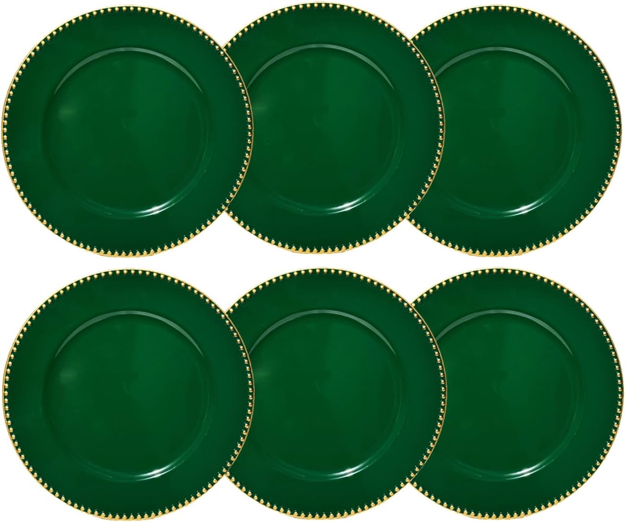 Green Charger Plates with Flower Rim for Elegant Table Settings