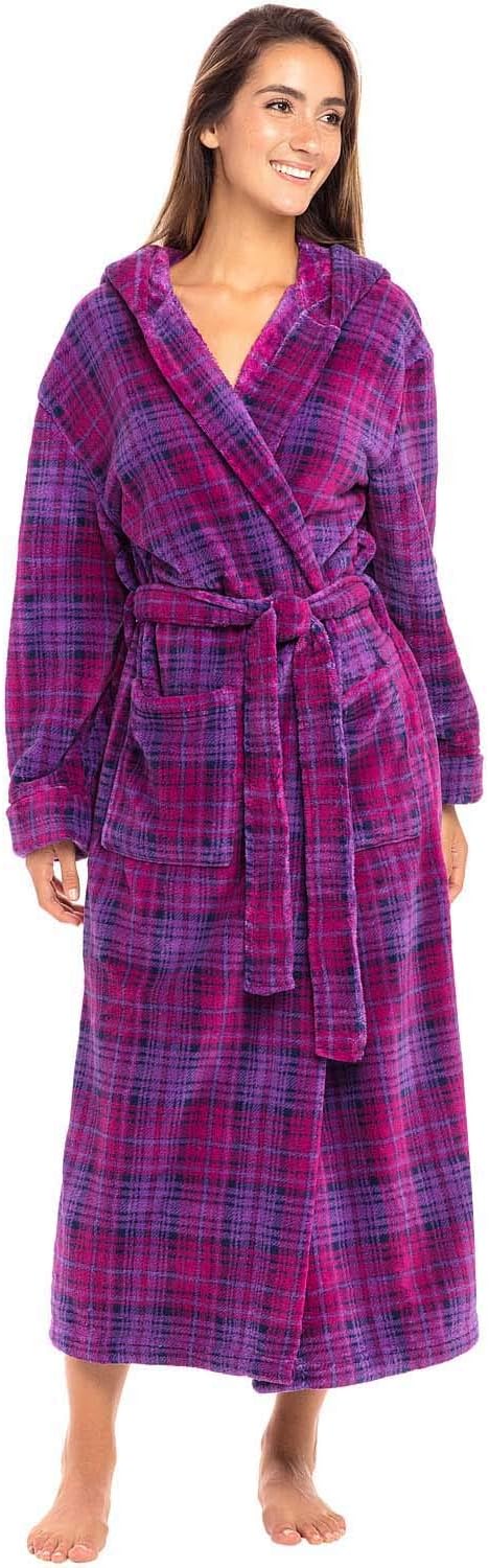 Luxurious Long Plush Bathrobe with Hood for Women Plus Size