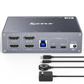 USB C HDMI KVM Switch Dual Monitor 4K@60Hz - 1 Desktop + 1 Laptop