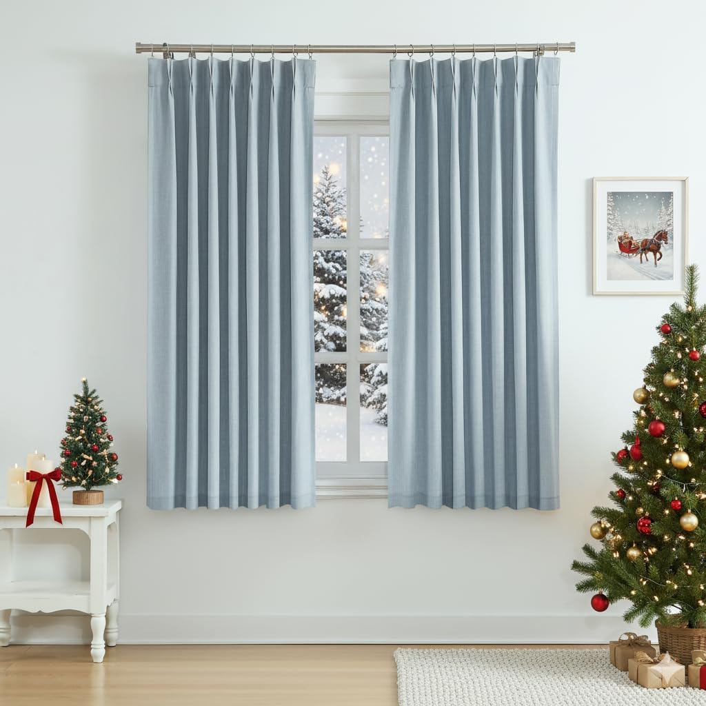 WEST LAKE 63 Inch Dusty Blue Bailey Blackout Curtains for Home