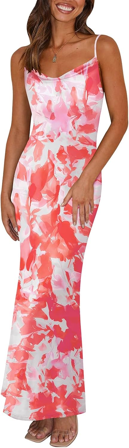 Floral Spaghetti Strap Maxi Dress for Women by PRETTYGARDEN