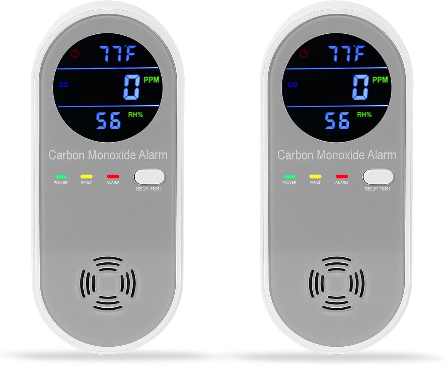 2 Packs Carbon Monoxide Detectors with Real-time Digital Display