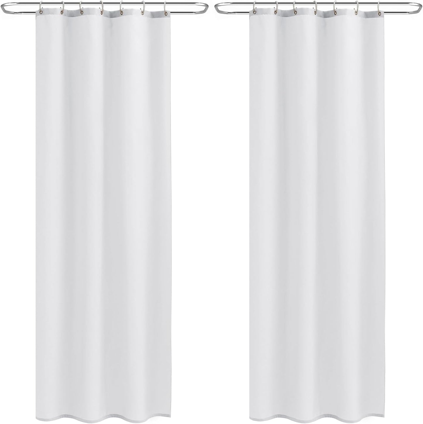 Water Resistant Shower Liners 2 Pack - Washable, White, 4 Magnets