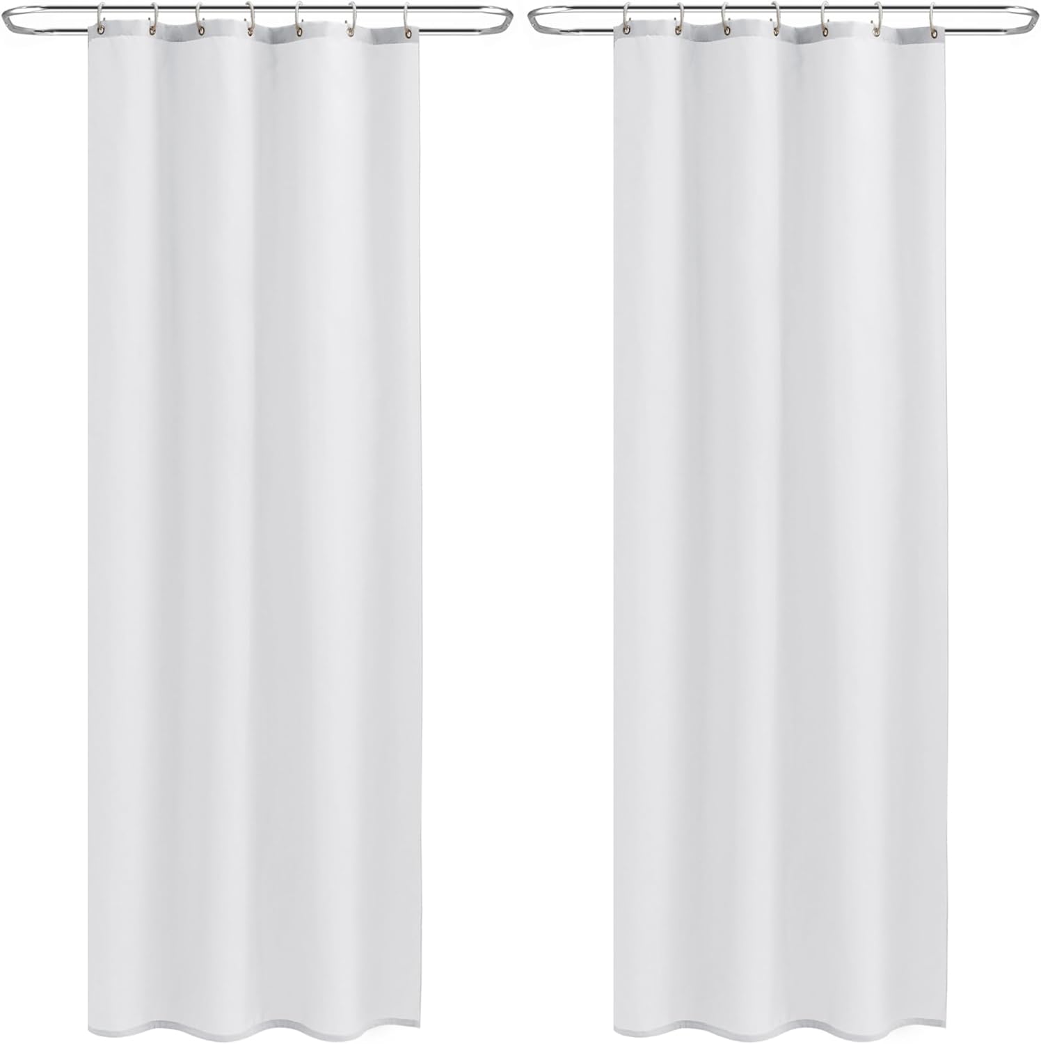 Water Resistant Shower Liners 2 Pack - Washable, White, 4 Magnets