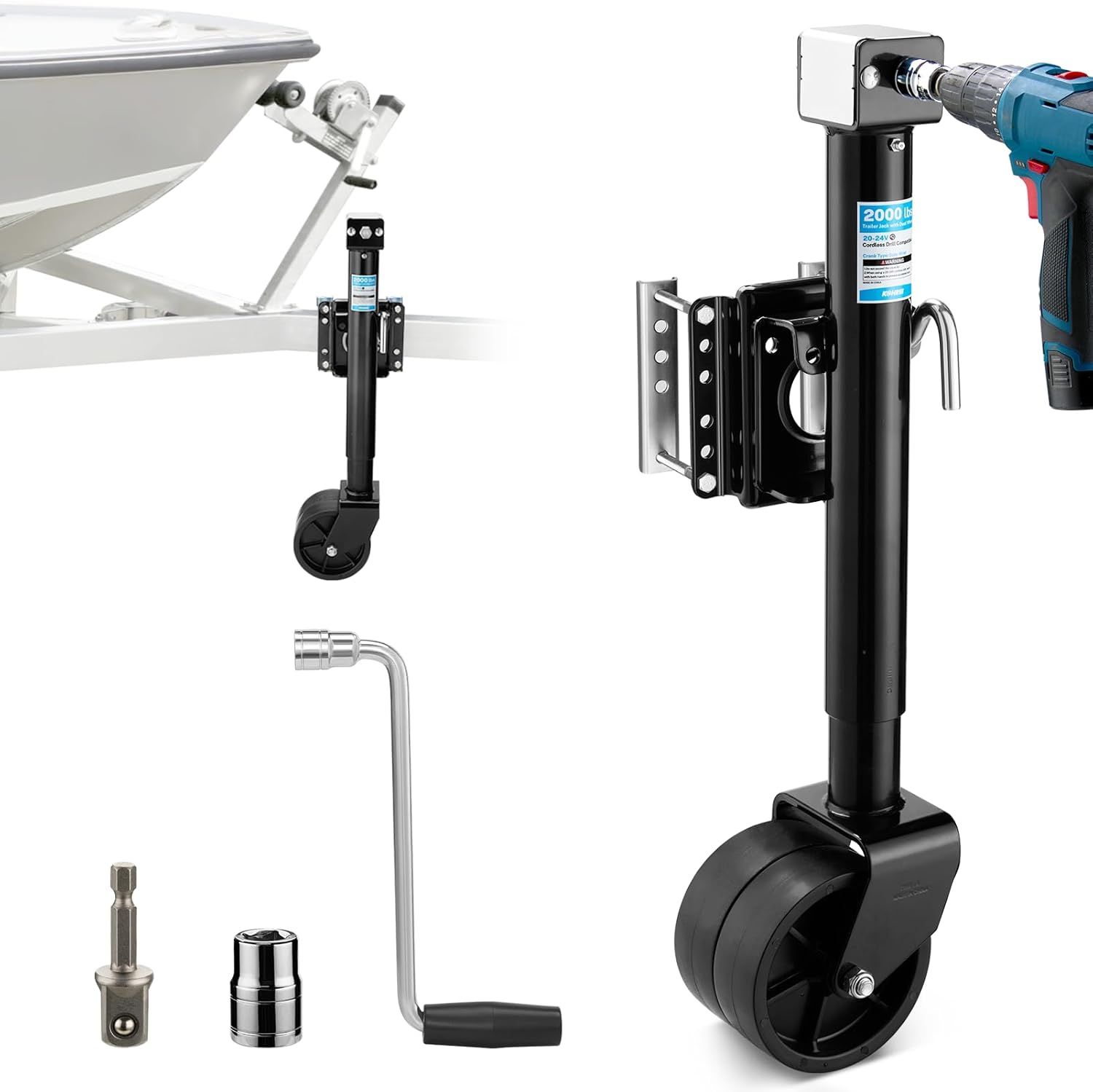 Kohree 2000 lbs Trailer Jack with Dual Wheel for RV and Boat