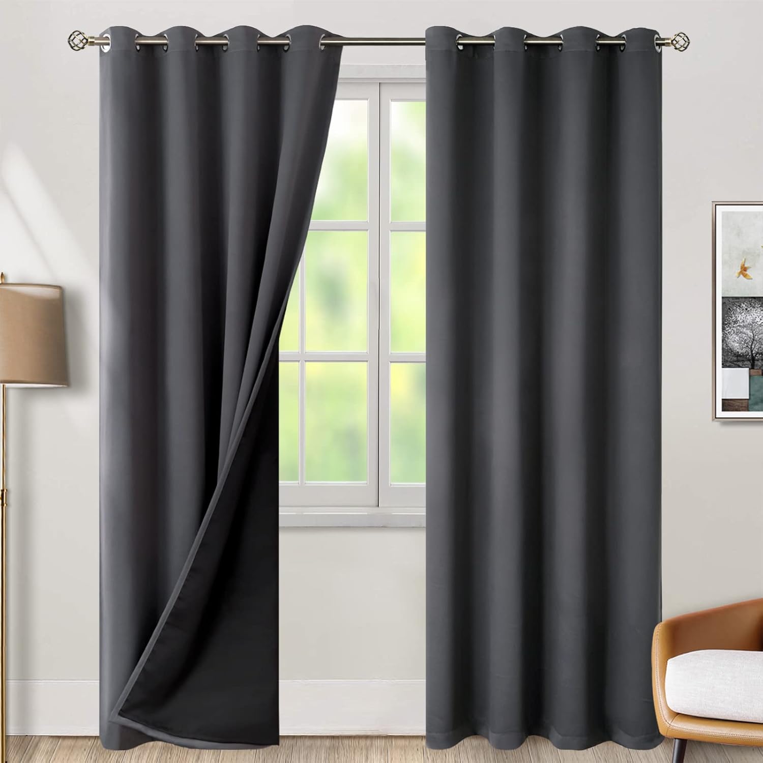 BGment Dark Grey Blackout Curtains for Bedroom 84 Inch Length