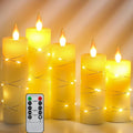 Da by Flameless Candles with String Lights 5-Pack - Real Wax LED