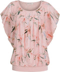 BAISHENGGT Womens Summer Tops Flutter Short Sleeve Pleated Mesh