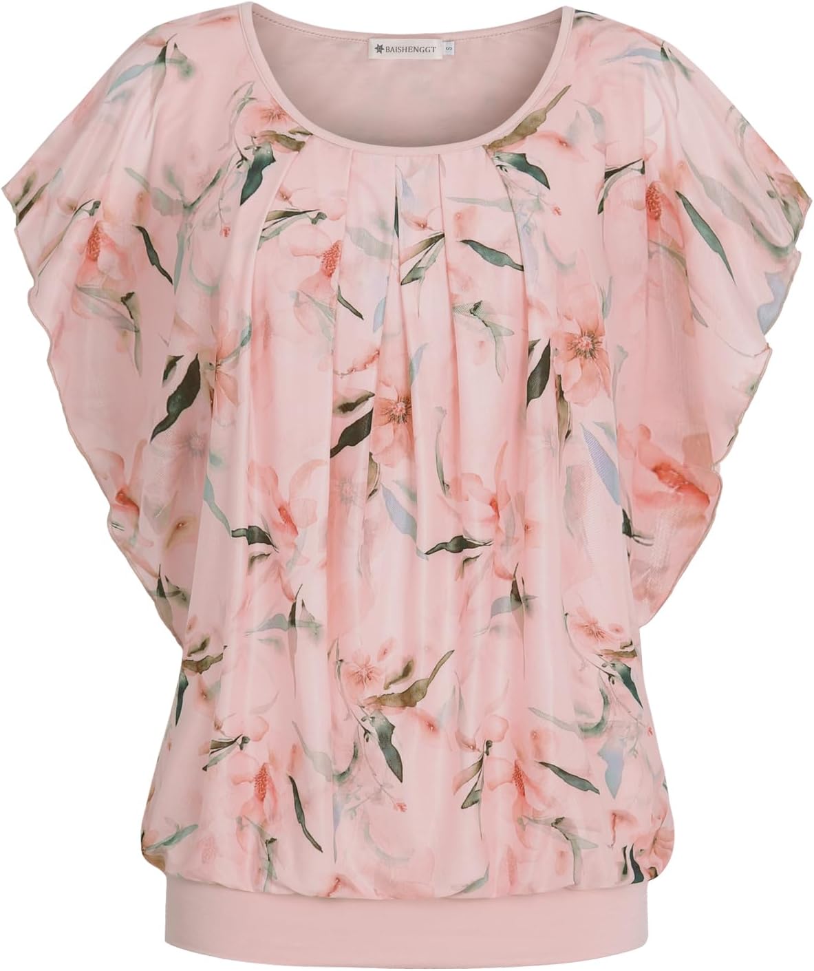 BAISHENGGT Womens Summer Tops Flutter Short Sleeve Blouses