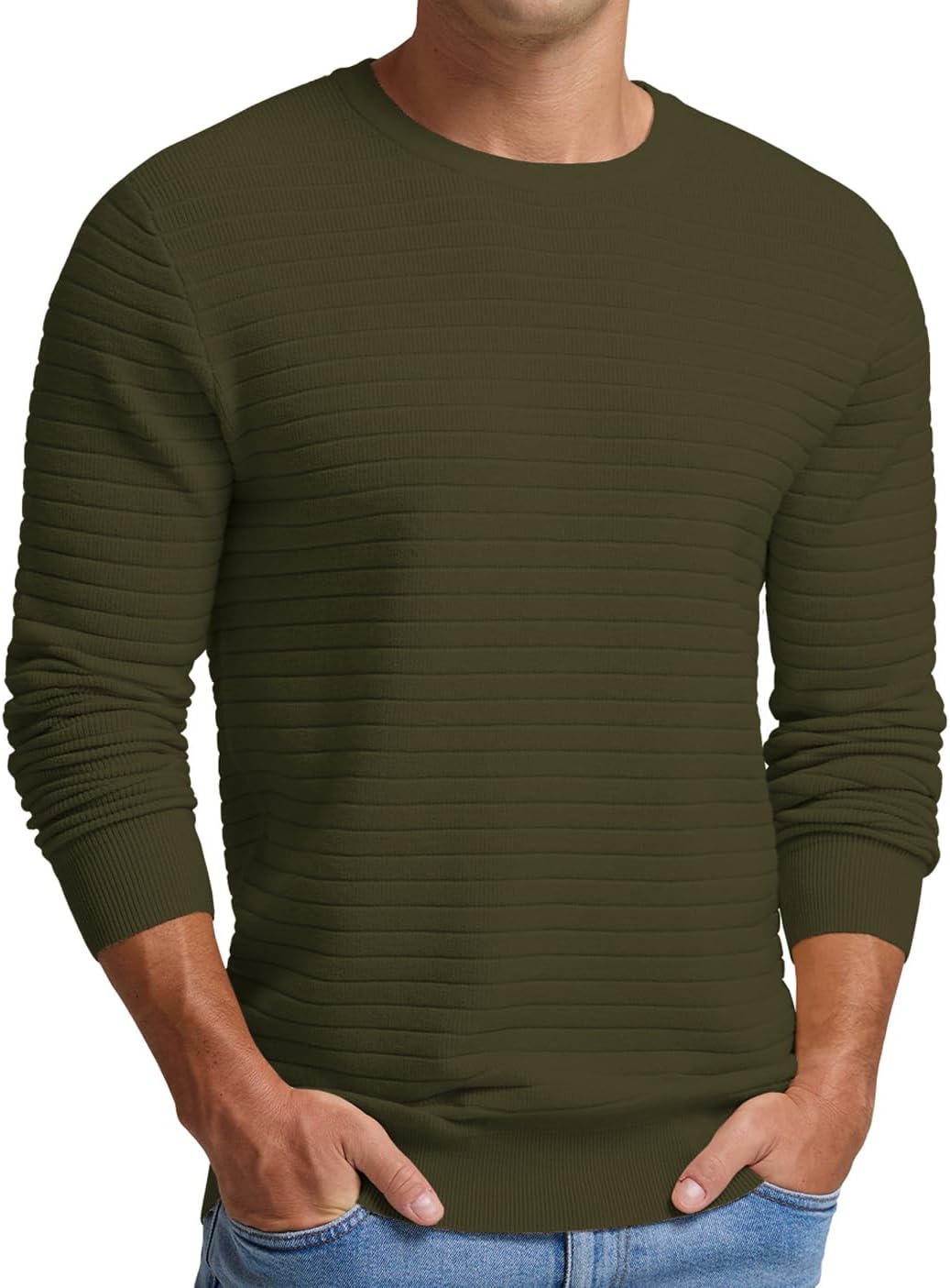Men's Crewneck Pullover Sweater - Soft Long Sleeve Casual Wear