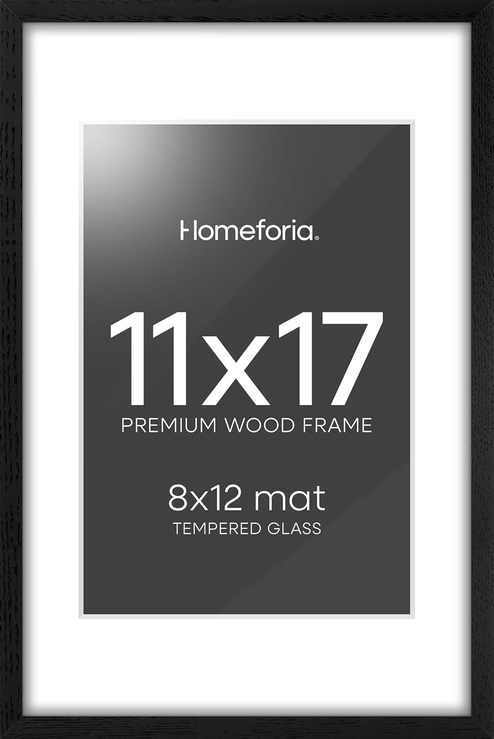 Homeforia 11x17 Picture Frame in Black Wood for Elegant Display