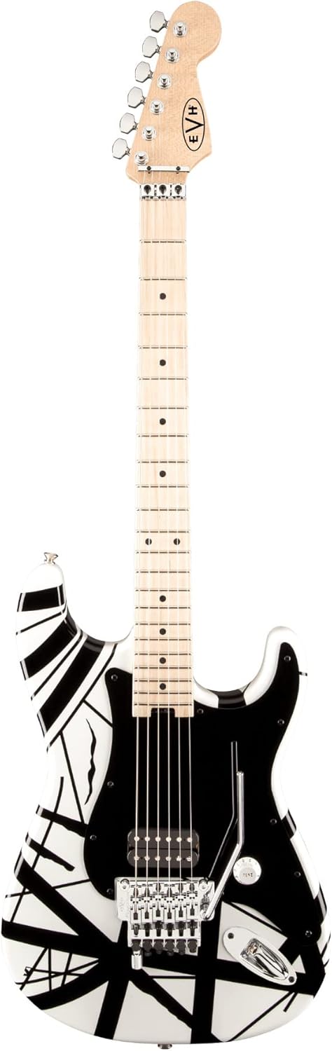 EVH Striped Series Strat - White w/ Black Stripes