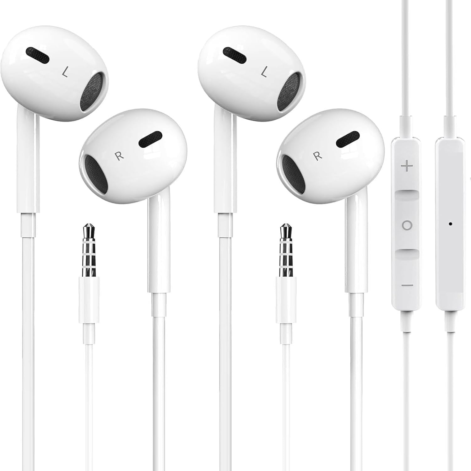 2-Pack MFi Certified Wired Earbuds - Mic & Volume Control