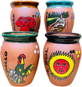 Set of 4 Loteria Cantarito Cup - Handcrafted Clay Cups 16 oz