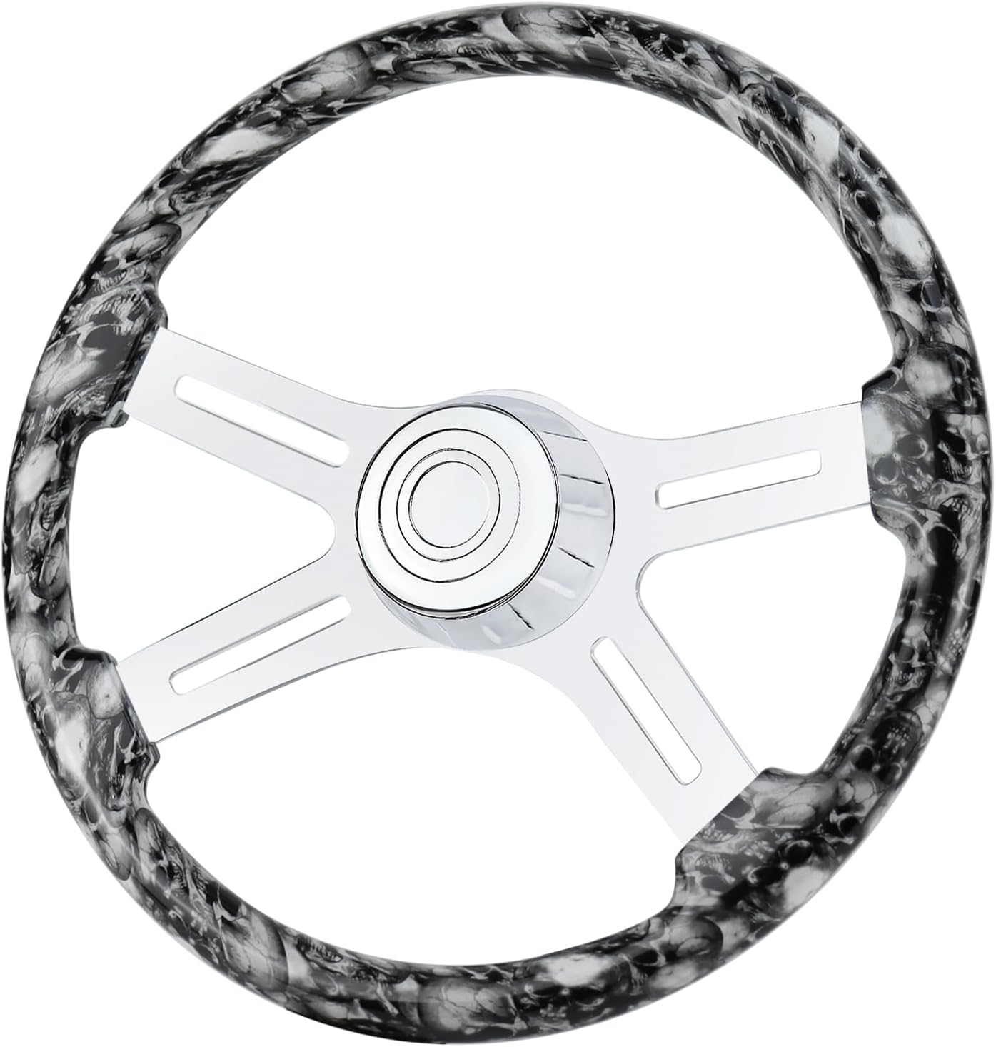 18 Inch Solid Wood Skulls Steering Wheel for Trucks and Trailers