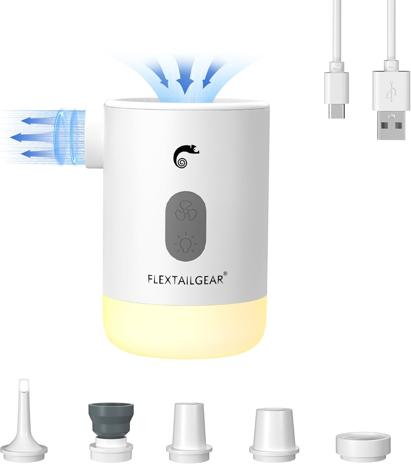 Portable Air Pump for Inflatables with LED Light and Battery