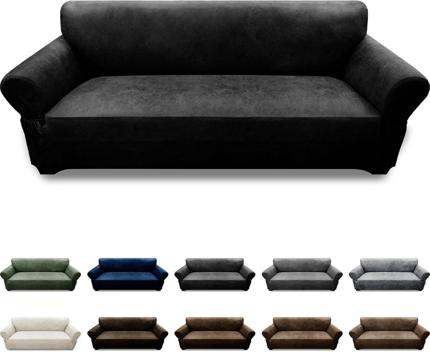 Couch Cover Leather Look 3 Seater Sofa Protector with Pockets