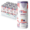FitTea Healthy Energy Drink 12 Fl Oz Strawberry Acai Sparkling - Sugar