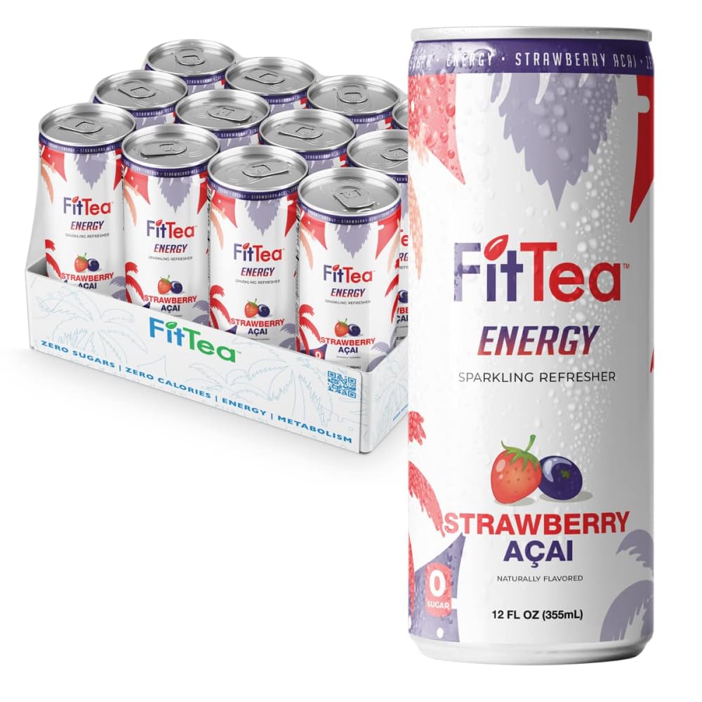 FitTea Healthy Energy Drink - Strawberry Acai Sparkling Refresher