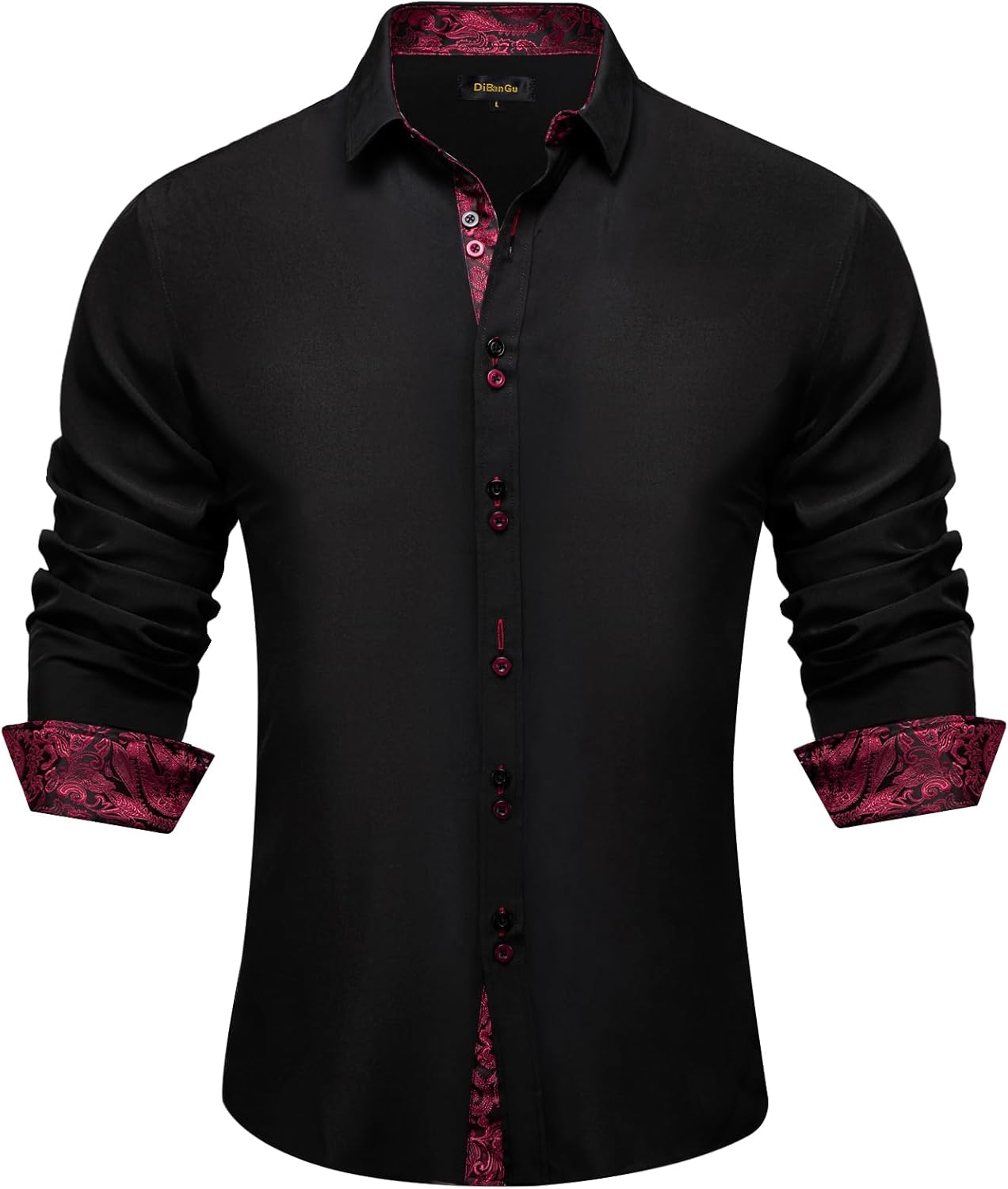 DiBanGu Men's Dress Shirt Long Sleeve Casual Button Down Style