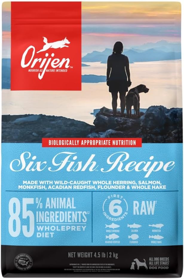 ORIJEN Grain Free Six Fish Recipe High Protein Dog Food 4.5lb