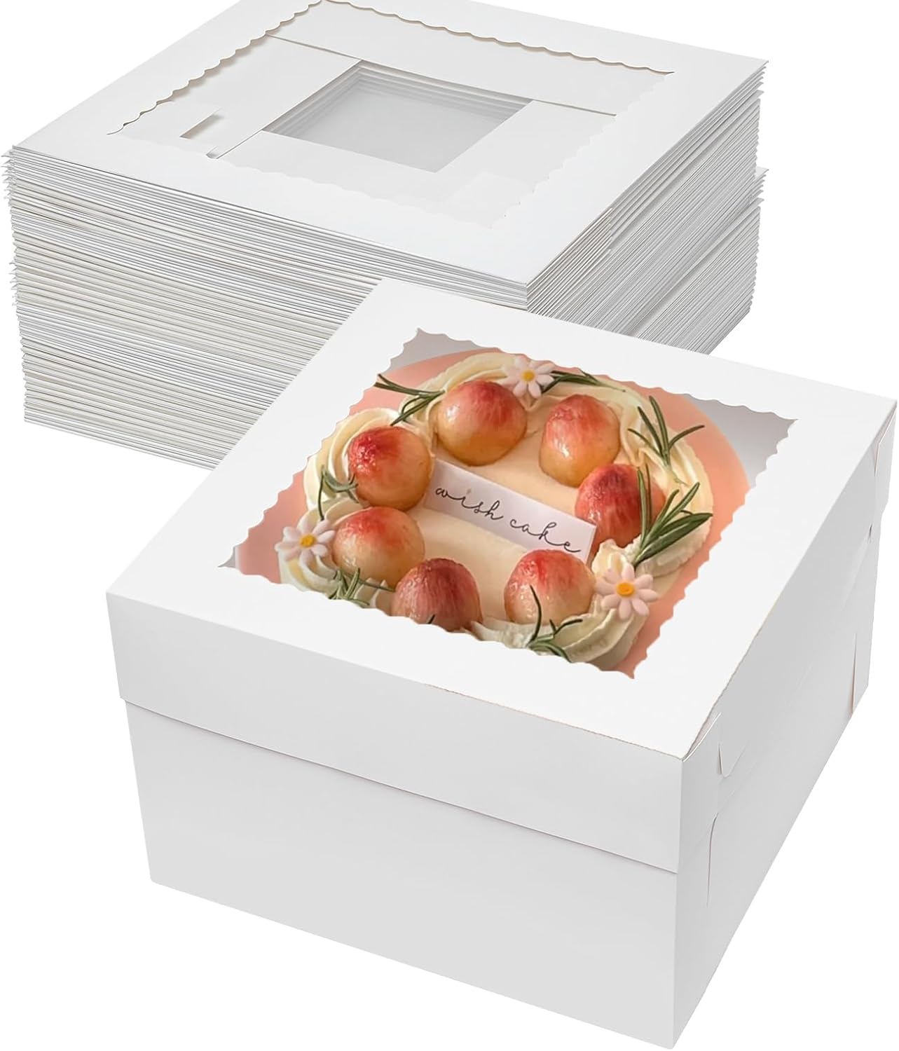25pcs Cake Boxes with Window for Tier Cakes and Bakery Needs
