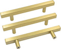 Brushed Brass Cabinet Pulls 100 Pack 5in Hole Centers - Durable Gold T