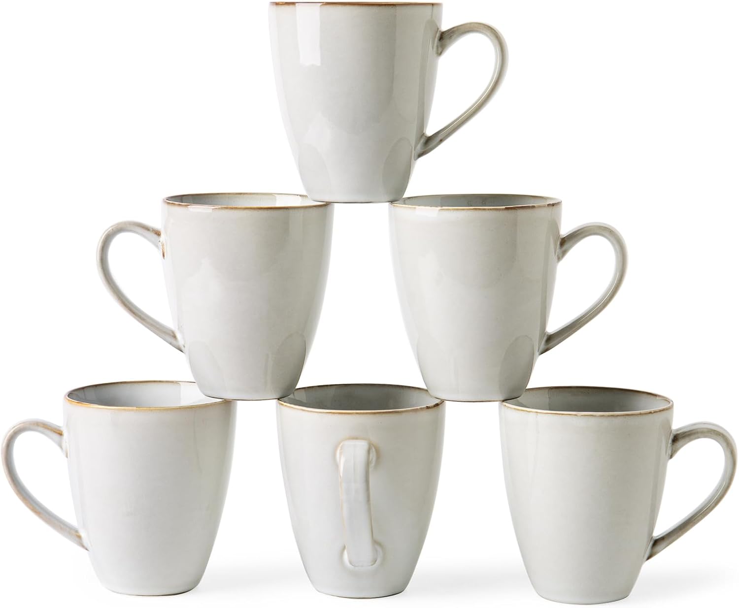 MONITO 17 OZ Coffee Mugs Set of 6 - Unique Glaze Design