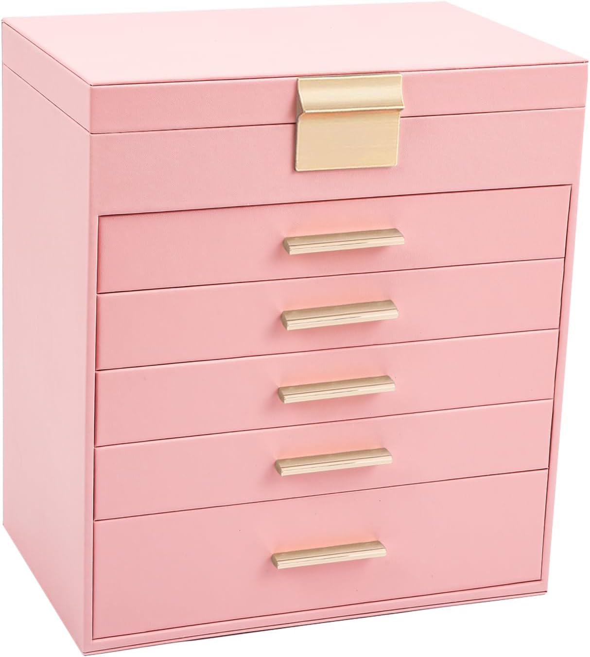 Jewelry Box with Necklace Hanger - 6 Layer Organizer for Women