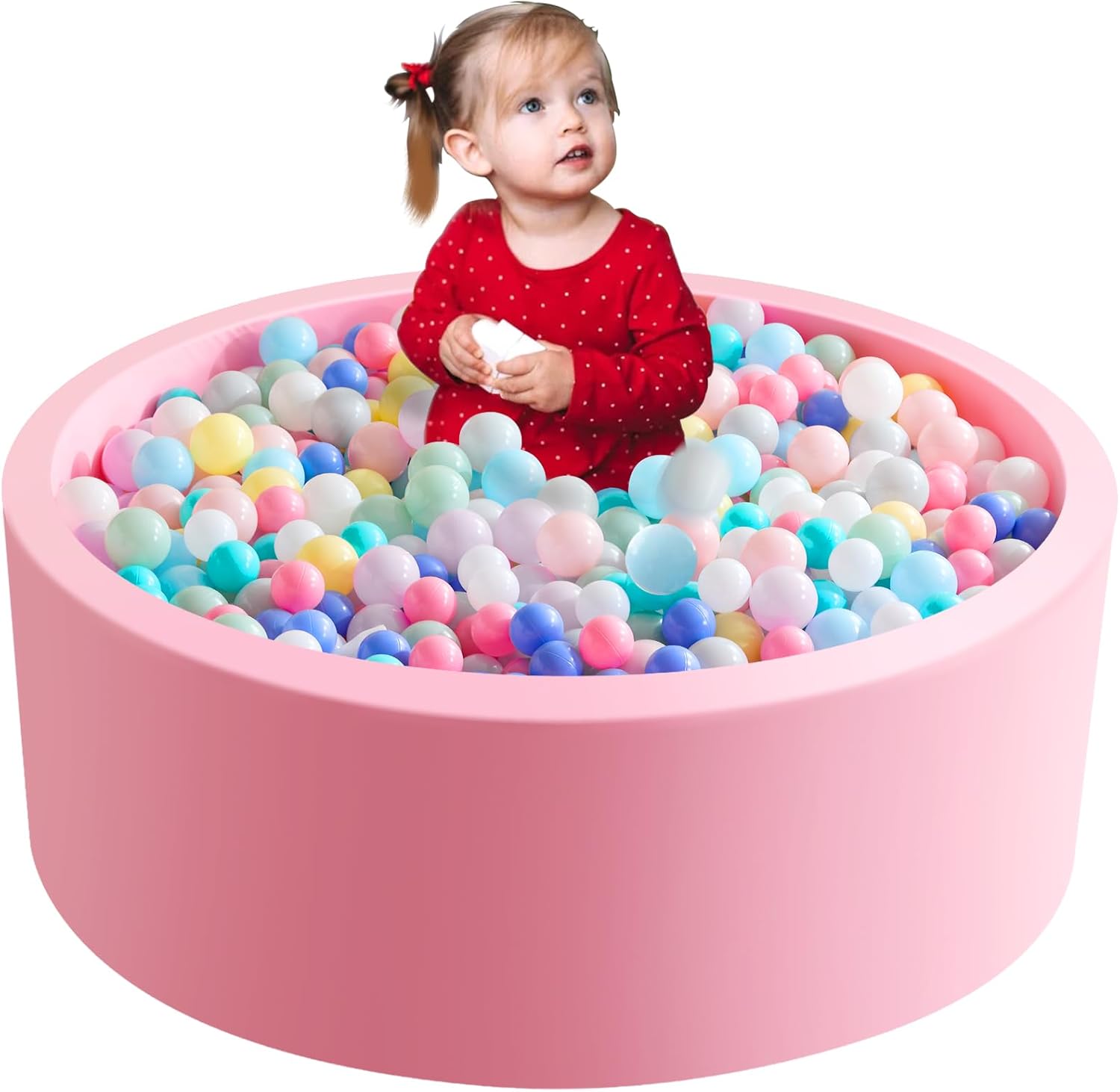 AUNEKIV 35.4in x 11.8in Foam Ball Pit for Toddlers and Kids