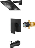 Airuida Shower Faucet Set with Tub Spout - Matte Black Rainfall