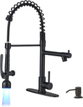Commercial Kitchen Faucet with Pull Down Sprayer Matte Black - LED
