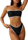Strapless Textured Bandeau Bikini Two Piece - Flattering Cheeky Fit