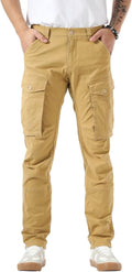 Plaid&Plain Men's Cargo Pants Slim Fit with Articulated (Style 4TKX)